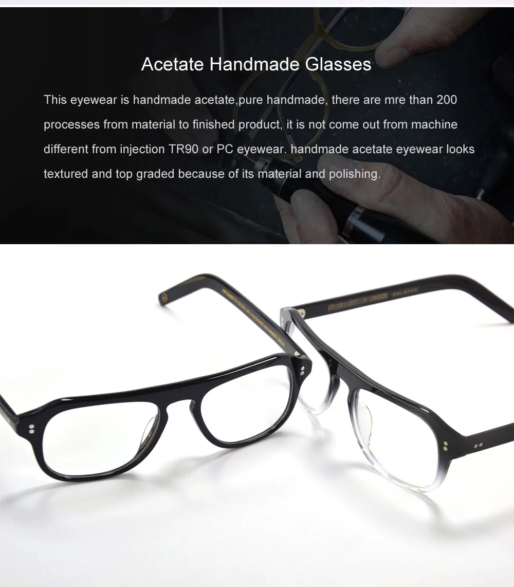 Vintage Piloten-Brillengestell für Herren, Myopie, verschreibungspflichtige Brille, handgefertigt, klassisch, Schlüsselloch-Acetat-Brille, Marineblau – Detail 3
