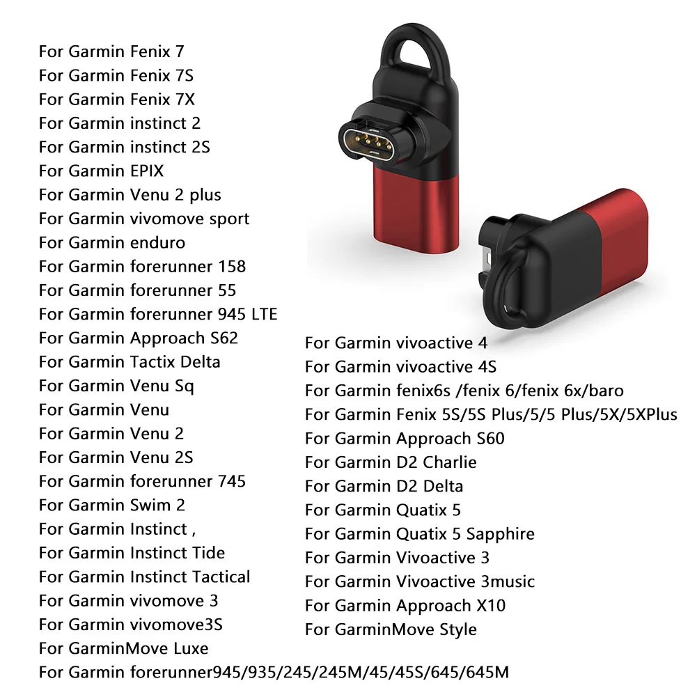 Charging Adapter Cable for Garmin Fenix 7/7S/7X 5 6 5X instinct 2 forerunner 55 158 255 265 EPIX 2 Watch Charger Connector