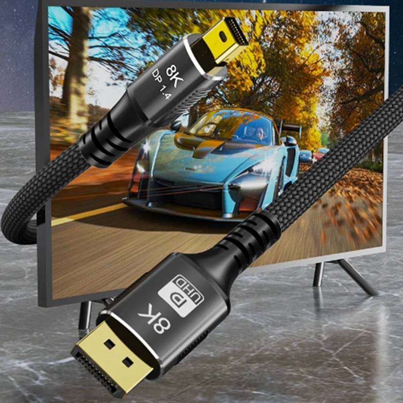 Mini DP to DP 1.4 Adapter Cable 8K Video Data Cables for Monitor 3 Meters in Stock Computer Accessories