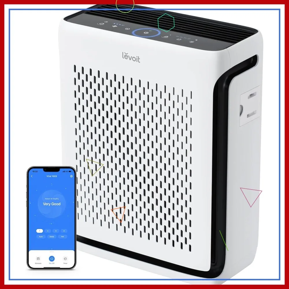

Large Room Air Purifier with WiFi, HEPA Filter, Sleep Mode for Allergies, Dust, Pollen, Pets - Up to 1073Ft² Coverage