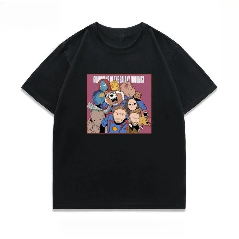 

Guardians of The Galaxy Parody Printed T-shirt 2025 Marvel Summer New Men's and Women's Trendy Loose Casual Short Sleeved Top