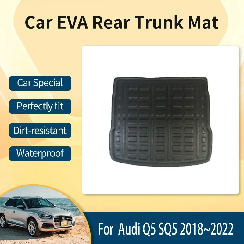 EVA Car Rear Trunk Mat For Audi Q5 SQ5 FY MK2 2018~2022 Anti-dirty Boot Liner Carpet Mud Cover Trunk Storage Pad Car Accessories