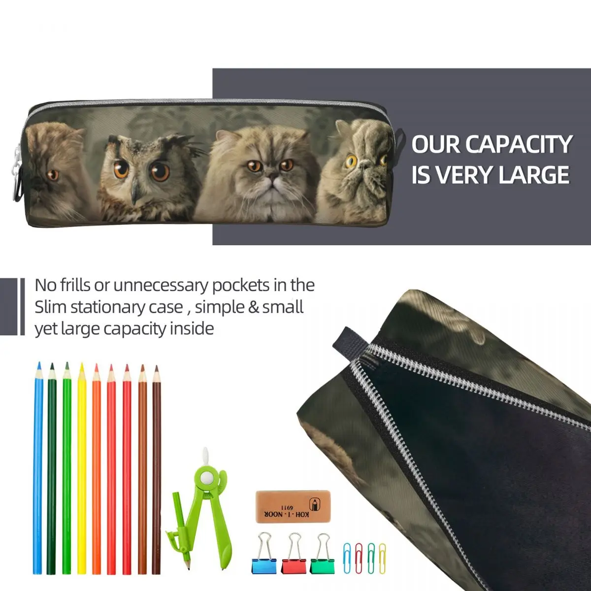 Cute Cat Kittens Lover Pencil Case Pen Box Bags Student Big Capacity Students School Cosmetic Pencil Pouch