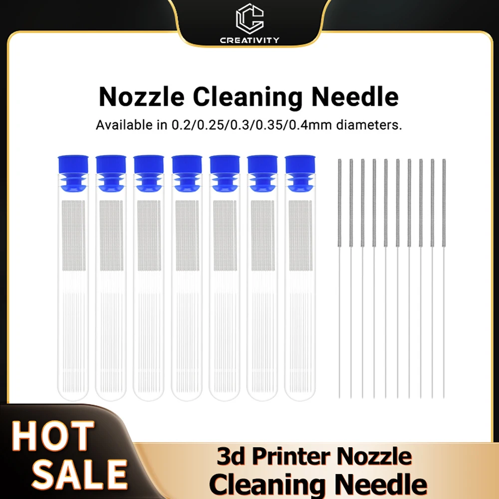 10PC Nozzle Cleaning Needle 0.2/0.3/0.35/0.4mm Nozzle Cleaning Tool Drill For MK8/V6/Volcano Nozzle Ender3 Labx1 3D Printer