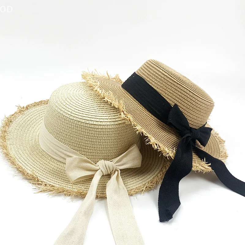 Durable Summer Beach Sunshade Straw Hat Women's Beach Vacation Sunscreen Hat Beach Big Brim Straw Knitted Hat