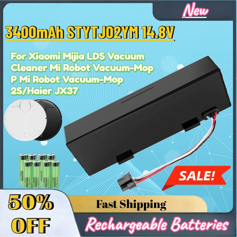 For Xiaomi Mijia LDS Vacuum Cleaner Mi Robot Vacuum-Mop P Mi Robot Vacuum-Mop 2S/Haier JX37 New 3400mAh STYTJ02YM 14.8V Battery