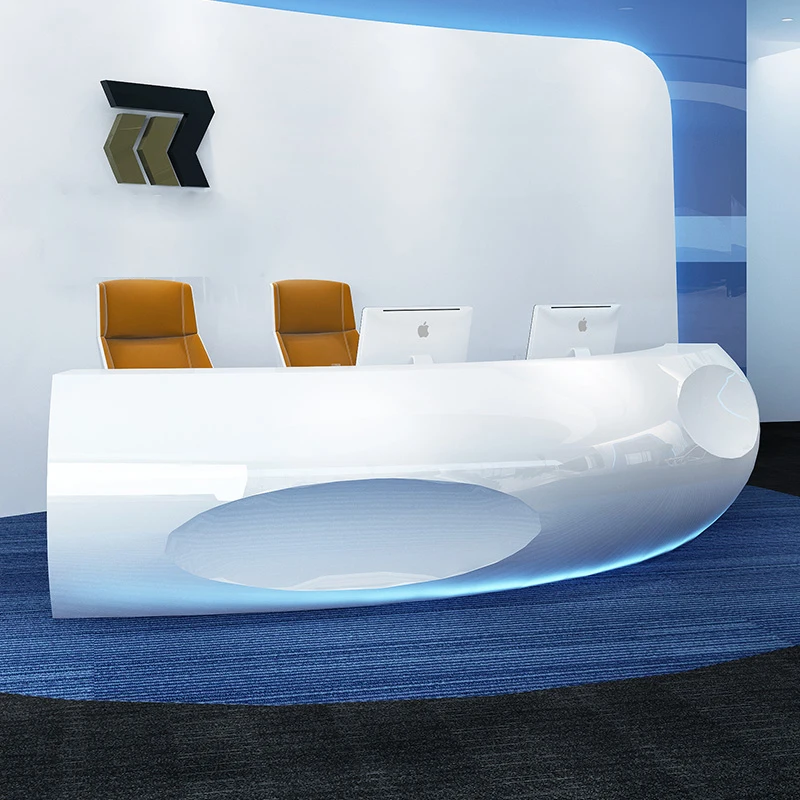Hotel Front Desk Reception Round Curved Counter bar Reception Desk Beauty Salon Reception Table Commercial Office Furniture