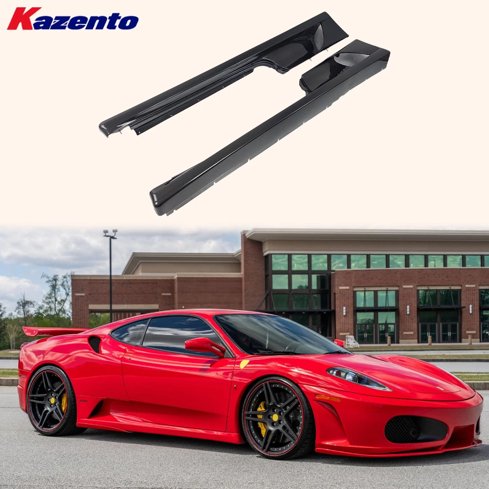 For Ferrari F430 430 2005-2009 KZ Style 1K Carbon Fiber Vented Side Skirts Add On