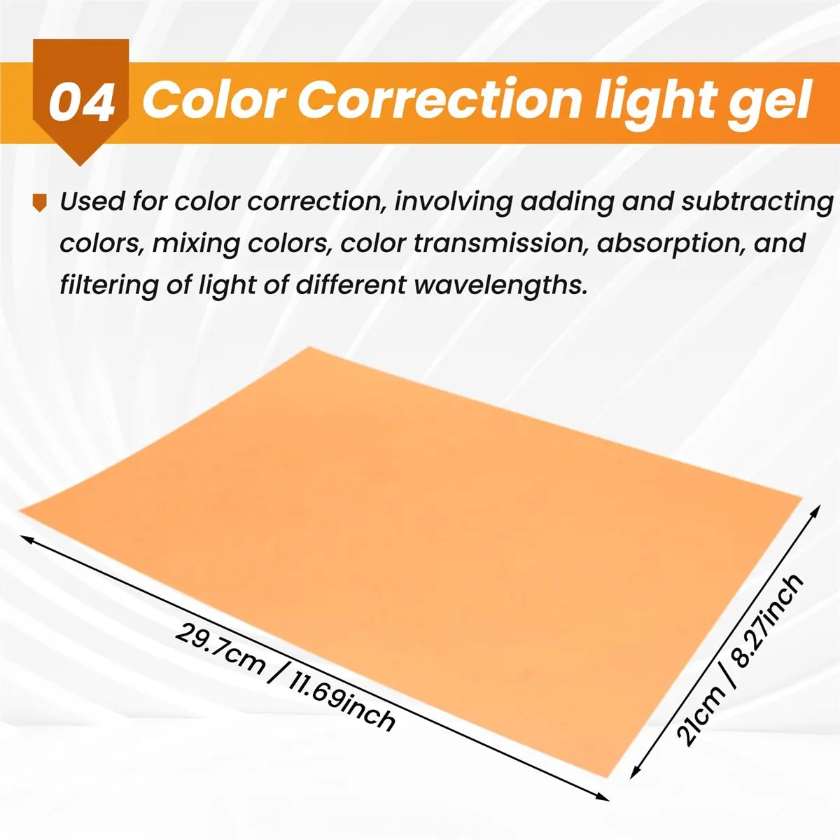 likelike 9Pcs Gel Light Filter Color Correction Colored Overlays Film Lighting Gel Filter for Film,Video,Photo,Stage (Orange)