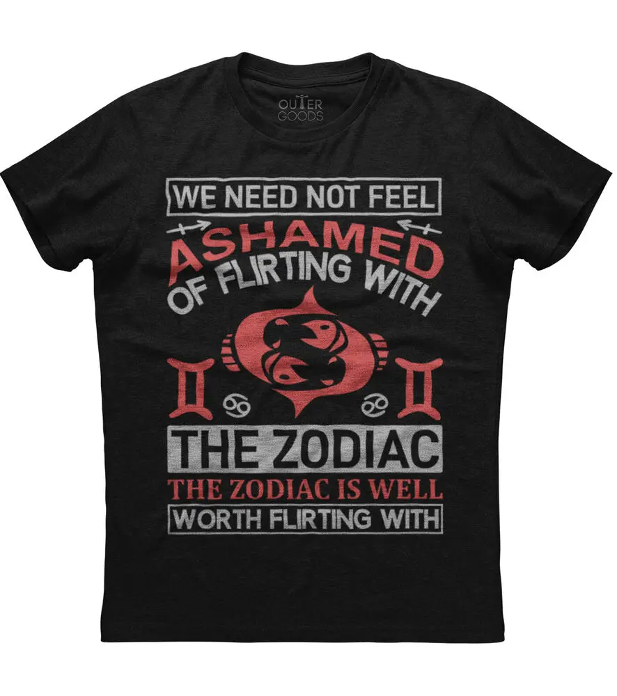 Need Not Feel Ashamed Of Flirting Zodiac Mens Short Sleeve Cotton Black T-shirtHigh quality 100% cottonAnime Graphic T-shirts fo