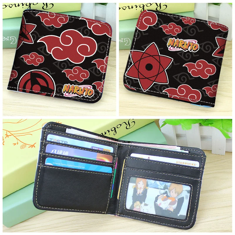 Uzumaki Naruto Anime Figures Foldable Wallet Sasuke Kakashi Men Children Bank ID Card Holder Card Clip Bag Cartoons Cosplay Gift