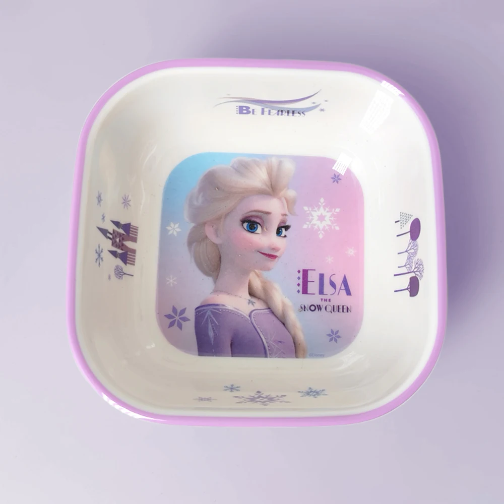 1pc Disney Cartoon Princess Series Elsa Snow White Mermaid two-color square bowl  birthday gift durable bowl