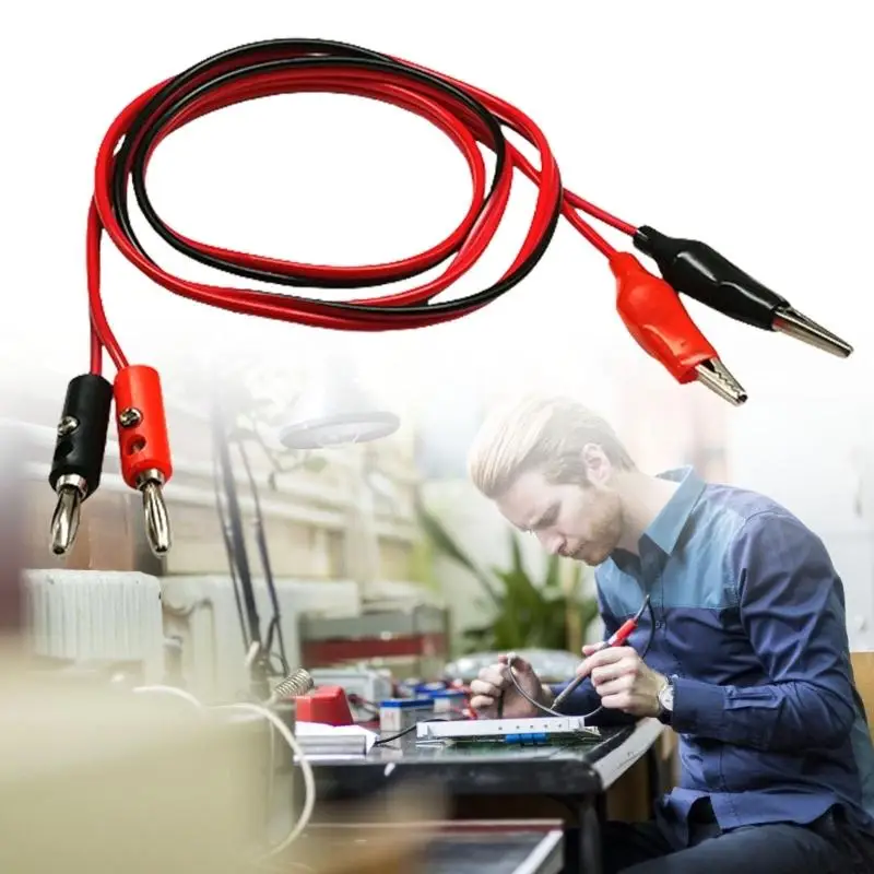 652F 2Pcs Banana Plug to Clip Test Leads Universals Multimeter Test Leads