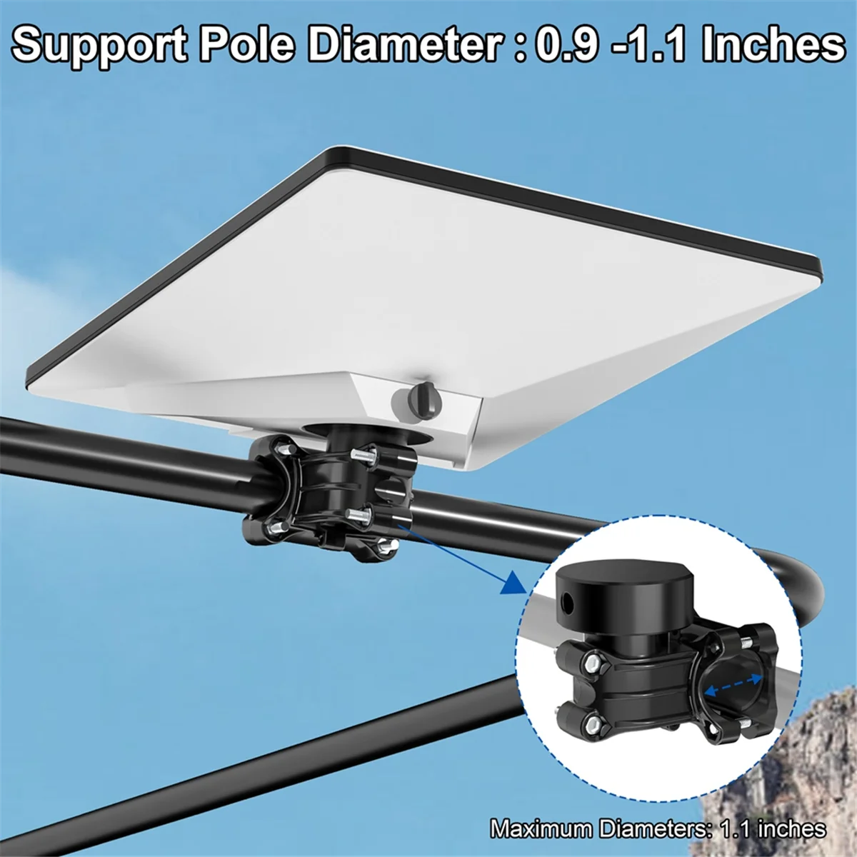 SSR For Mini Mount Adapter Adjustable Pole Mount Round Aluminum Alloy for Mini Connector RV Accessories