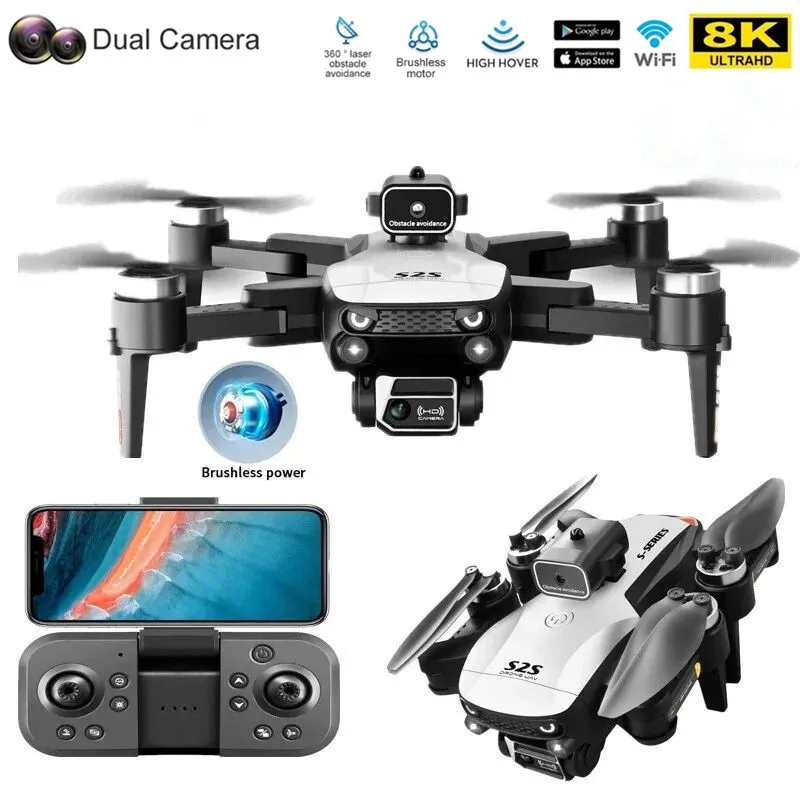 Professionale S2S Drone 8K HD telecamera aerea WiFi FPV flusso ottico Brushless evitamento ostacoli Quadcopter RC elicottero giocattolo regalo