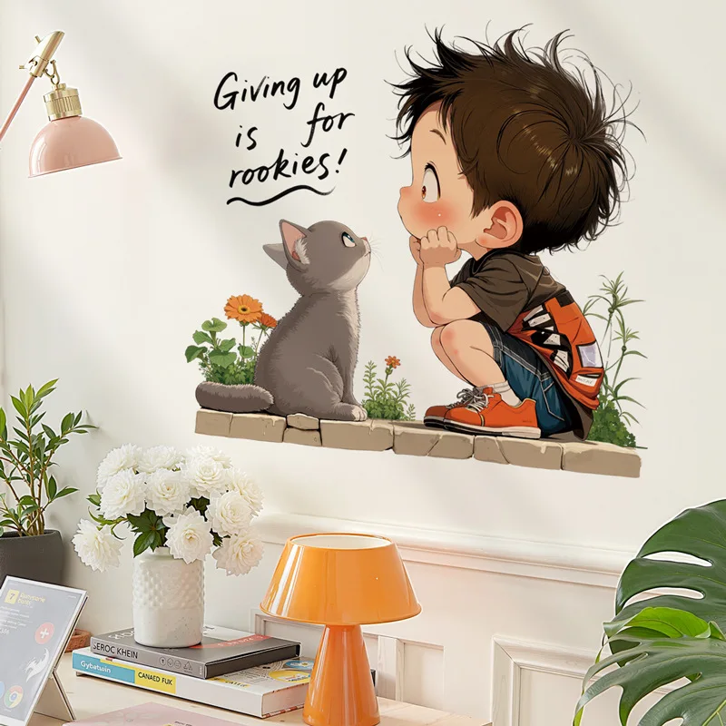 

Warm Cat Wall Decoration Stickers for Boys' Room Door Wall Stickers Self-adhesive and removable