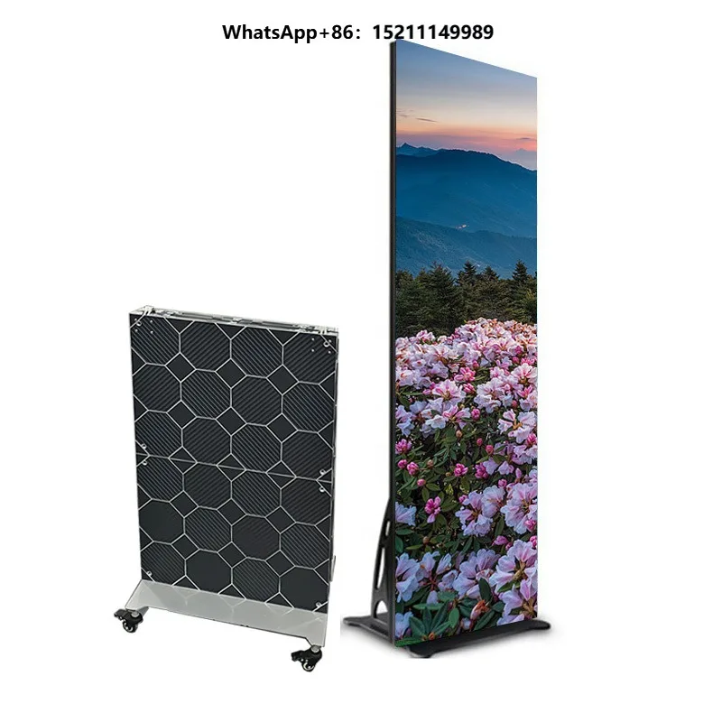 Factory Direct P1.86 Indoor LED Poster Display Screen Foldable Movable 1.86mm Pixel Pitch High Shopping Mall Retail Store