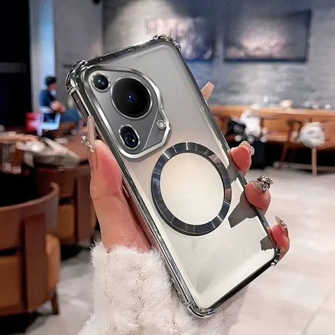 Luxury Plating Shockproof Magnetic Phone Case For Huawei P30 Lite P40 P50 P60 Pura 80 70 Pro Mate 50 Pro Clear Silicone Cover