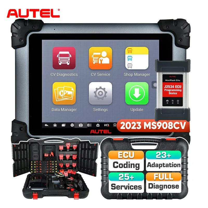 Autel MaxiSys MS908CV Diagnostic Scan Tool for Heavy Duty Trucks & Commercial Vehicles With J2534 ECU Coding & Program