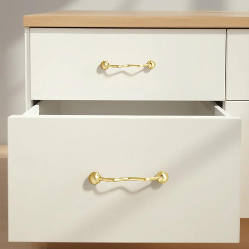 Modern Zinc Alloy Cabinet Pull Handles Brushed Brass Matte Gold Drawer Knobs Solid Furniture Pull Handles for Wardrobe Cupboard