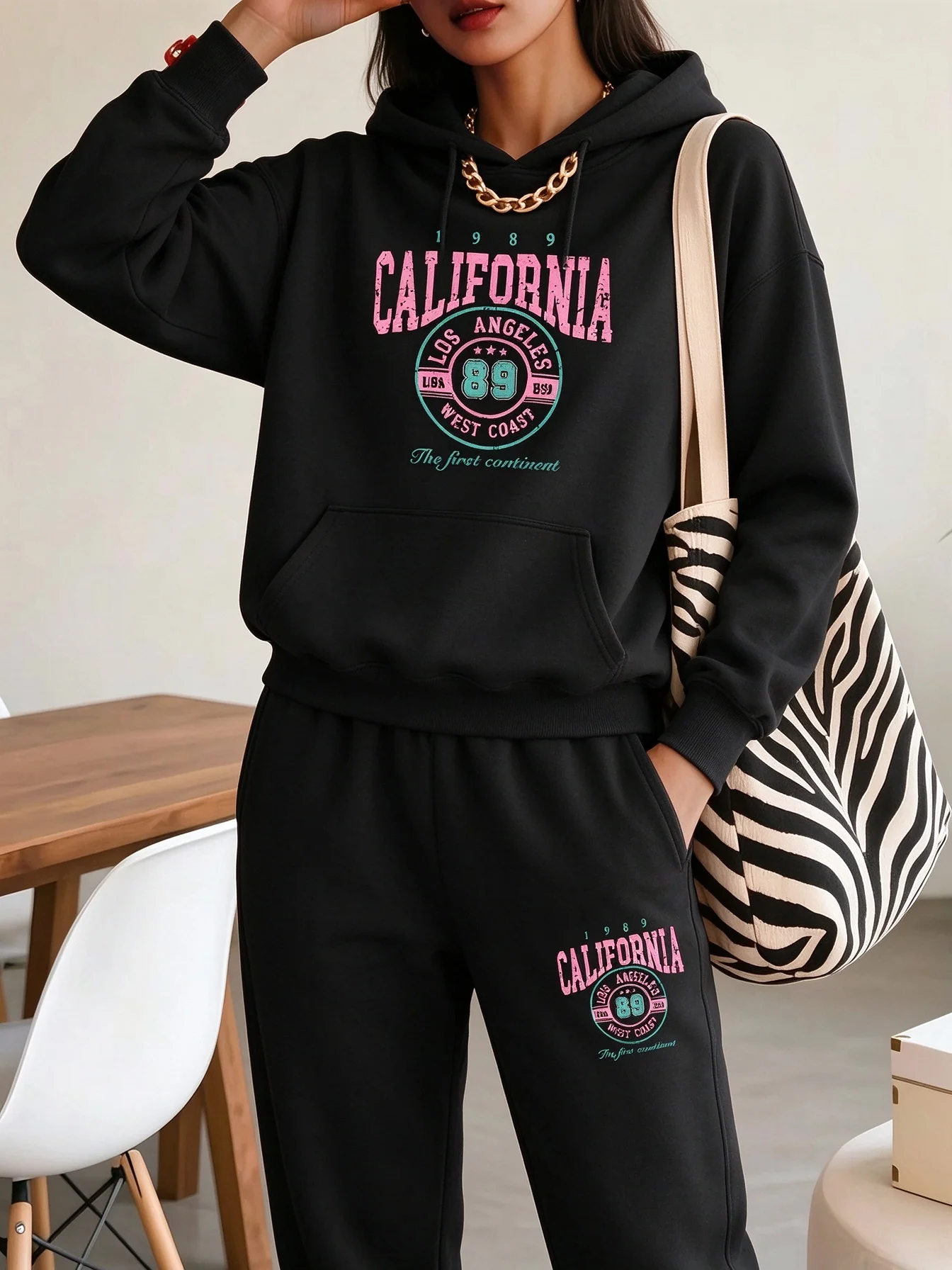 2026hotsale new Autumn women's fashion sporty casual wear featuring stylish lettered pink California pattern clothing for women