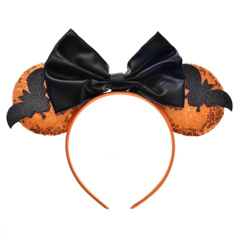 Festive Halloween Hair Hoop with Glossy Sequin Bow Ornament Light Comfort Frame Suitable for Stage Gala Trick-or-Treat Cosplay