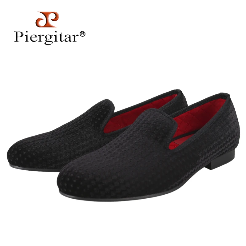 Piergitar Old Money Aesthetic Slip-On Loafers With Polka Dot Pattern British Classic Style Men's Velvet Shoes For Party Wear