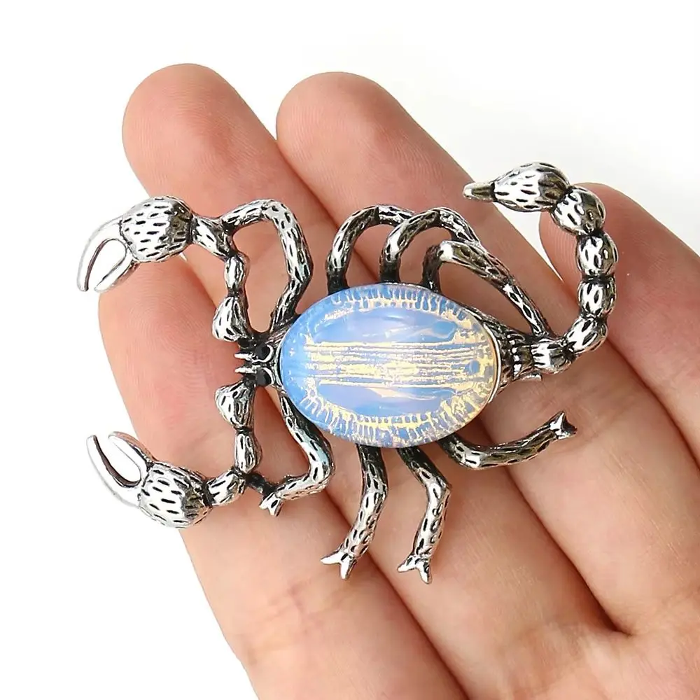

Silver-color Scorpion Shape Pendants Oval Natural Amethyst /abalone Shell Inlaid Charms Accessory DIY Personalized Necklace Gift
