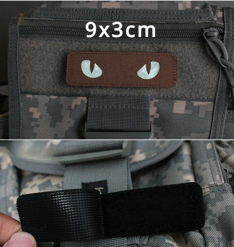 Reflective Night Light Night Recognition Badge Creative Cat Eye Hook and Loop Buckle Backpack Hat Outdoor MOLLE Pendant Tactical