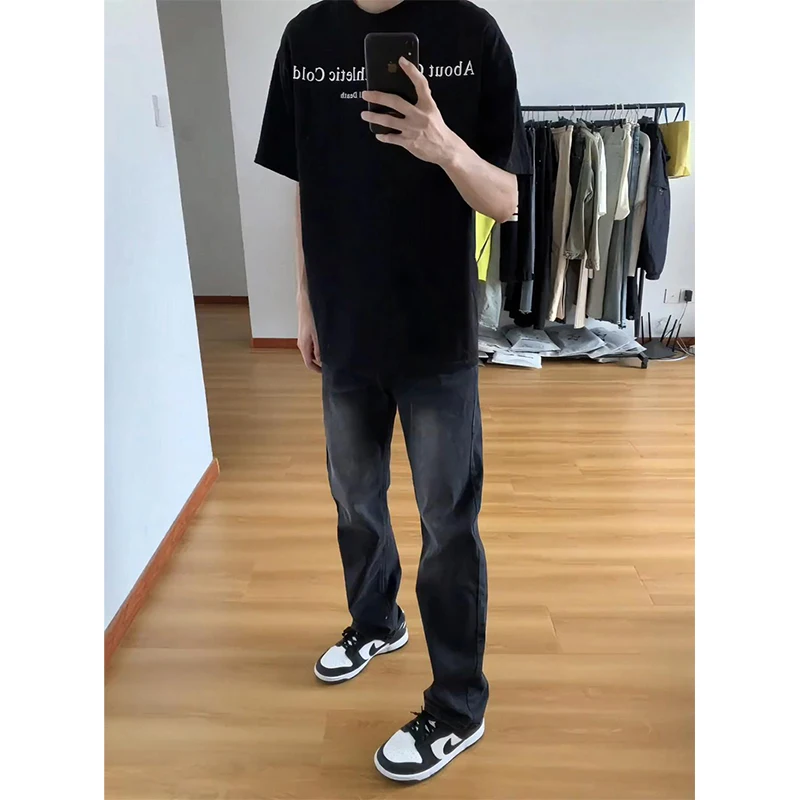 

Мужские джинсы Waed Blaey прямого кроя, летние, облегающие, в американском стиле, повседневные, молодежные, Cleanfit