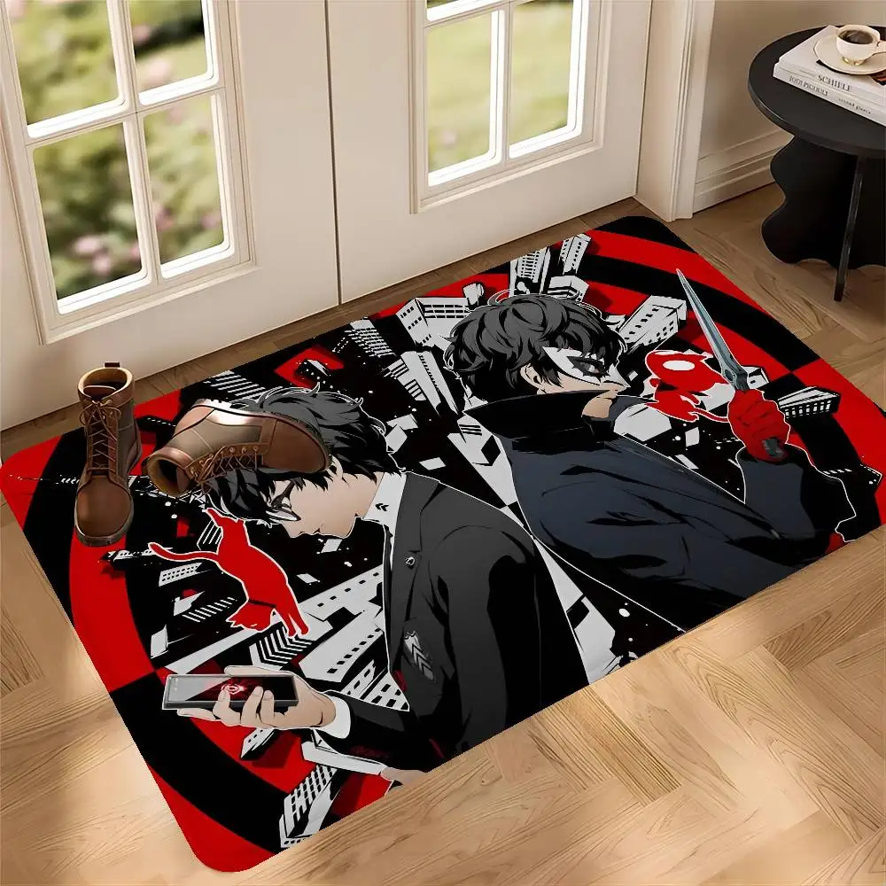 P-persona 5 C-classic Anime Hallway Carpet Non-Slip Laundry Room Mat Laundry Decor Balcony Child Living Room Toilet Rug