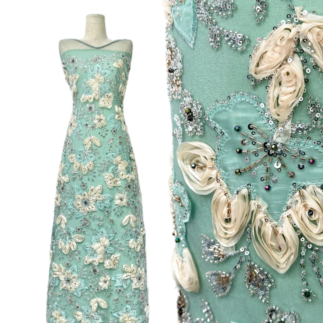 

Элегантная 3D-ткань с французским бисером и пайетками, кружево, высококачественная африканская ткань, нигерийское кружево для свадебных и праздничных платьев, 5 ярдов