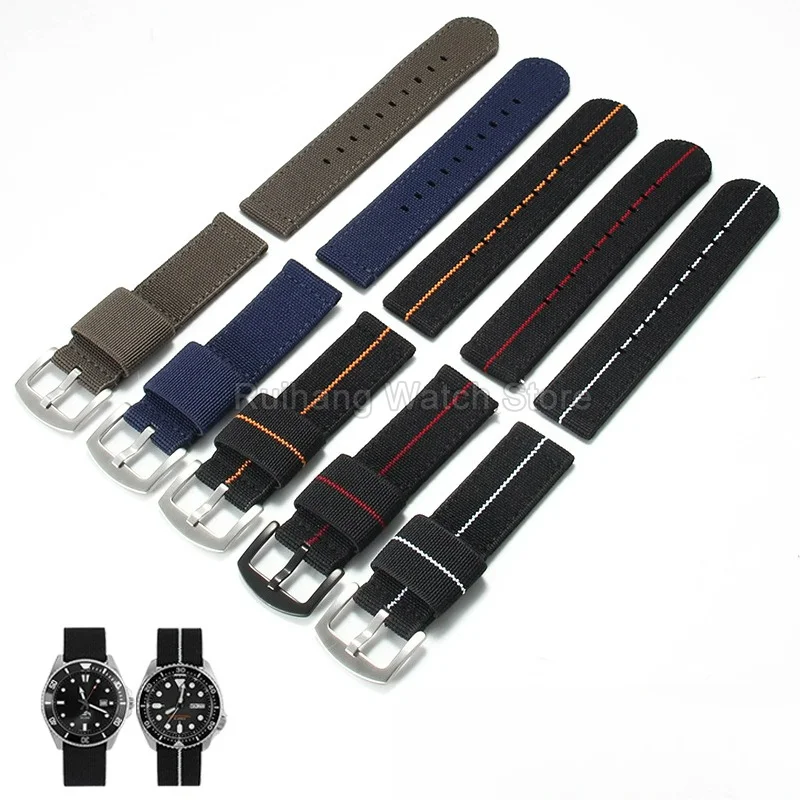 Durable Stitched Nylon Watch Strap 18 20 22mm Abrasion Proof Skin Gentle Quick Drying for Tissot Seiko Citizen Huawei Honor