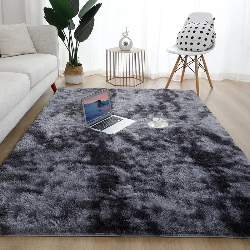 VIKAMA Machine Washable Upgrade Bedroom Carpet, Grey, Fluffy Soft Area Carpet, Grey Non-Slip Indoor Floor Carpet For Home Decor