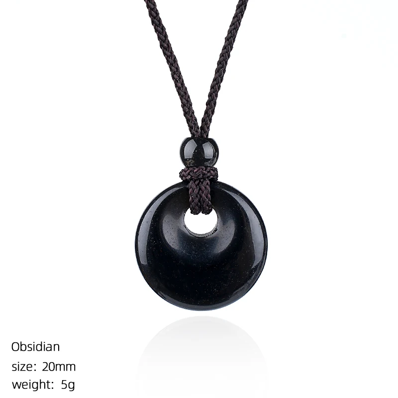 

20mm Natural Stone Pendant Necklace Big Hole Ping An Round Necklace for Woman Men Making DIY Jewelry Daily Wear length 30cm