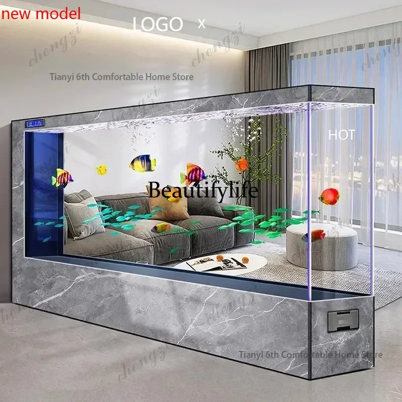 M138 Super Large Transparent Luxury Aquariums Appreciate Originality Design Long Floor-to-ceiling Fishbowl Pet Products