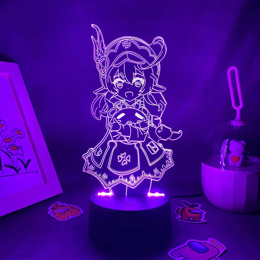 

Genshin Impact Game Figure Klee 3D Lava Lamp Led Night Light Cool Kawaī Gift For Friend Bedroom Table Decor Manga Genshin Impact