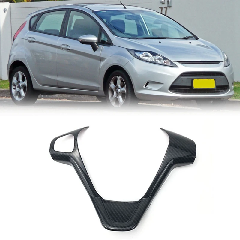 Car Carbon Fiber Steering Wheel Panel Cover Trim  Frame For Ford Fiesta MK7 2009-2017 Ecosport 2012-2017