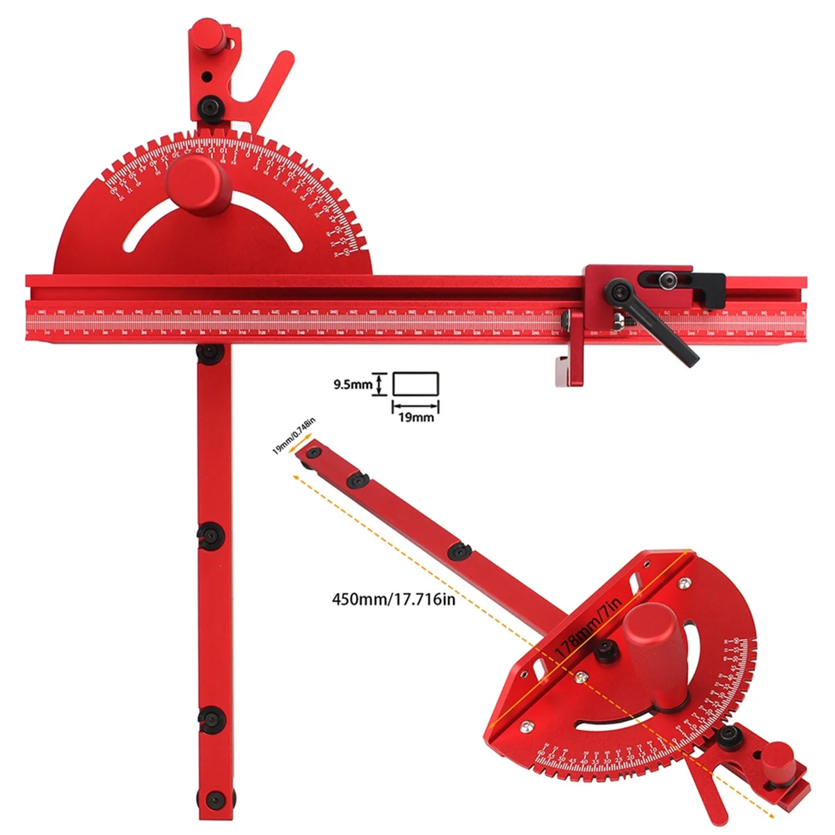 1 Set Miter Gauge and Fence with Track Stop Sawing Assembly Angle Ruler for Table Saw Router Woodworking Bench Tools DIY