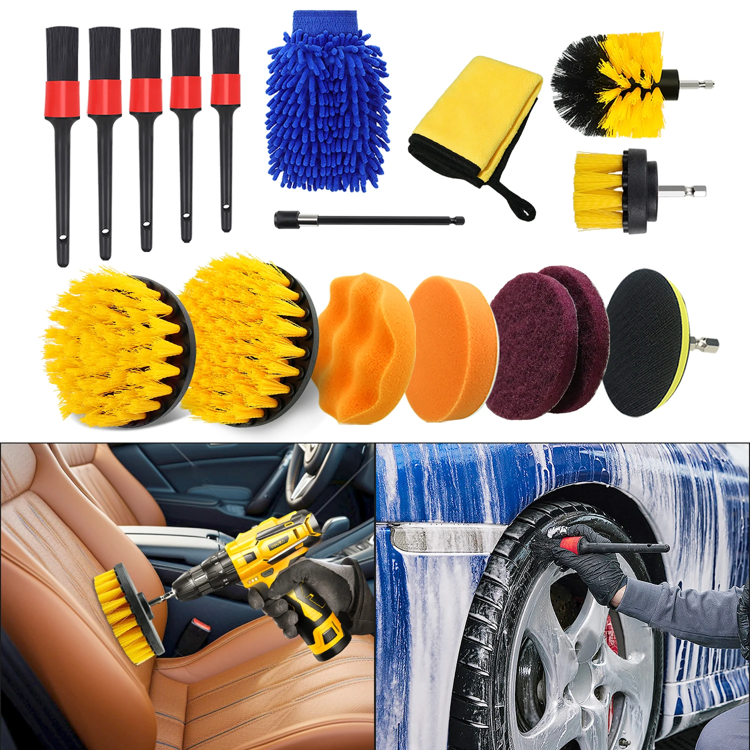 Electric Drill Brush Kit All Purpose Cleaner Power Scrubber Brush Car Polisher Kitchen Bathroom Toilet Cleaning Tools Brushes