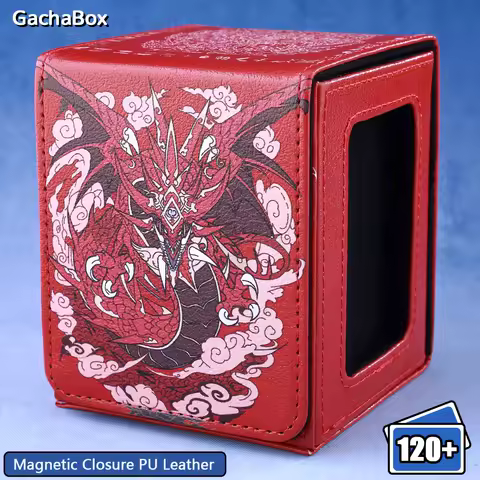 Slifer the Sky Dragon Card Deck box with Display Window, Trading Card Storage Box,Can Hold 120+ Single sleeved Cards Magnetic PU