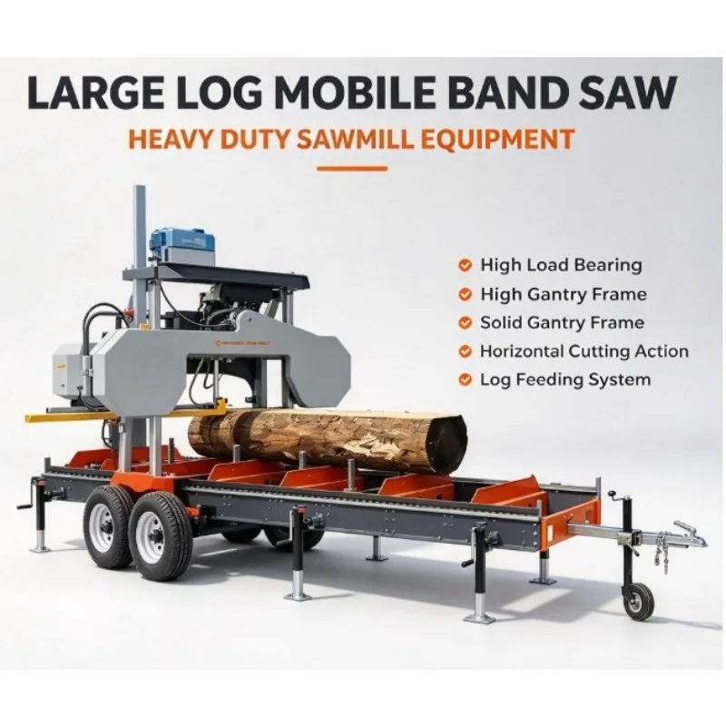 Band Sawmill Machine Heavy Duty Electric Portable Design For Outdoor Timber Log Wood Processing Tasks