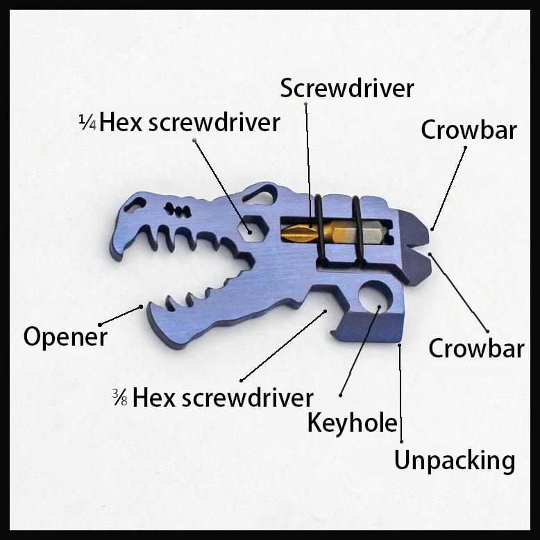 New Arrival Outdoor EDC Titanium Alloy Dinosaur Multi-function Self Defense Survival Tool Daily Emergency Equipment Travel Tools