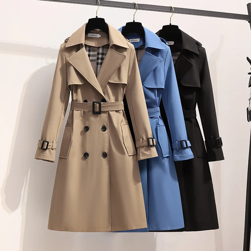 New trench coat, high-end women's medium and long popular small British retro coat