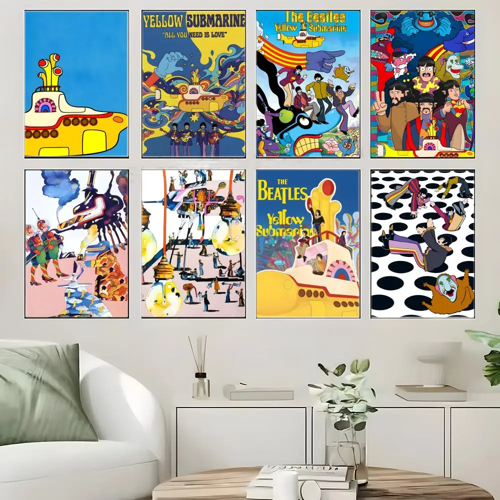 Hippie Y-Yellow Submarine Poster  Self-adhesive Art Waterproof Paper Sticker Coffee House Bar Room Wall Decor
