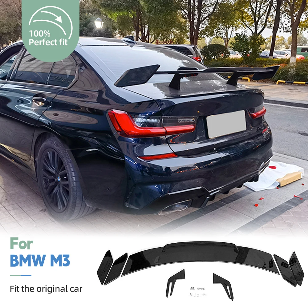 

3 шт. для BMW M3 M4 G80/G82 2021-2023 углеродное волокно печать на крыше спойлер крыло клапан