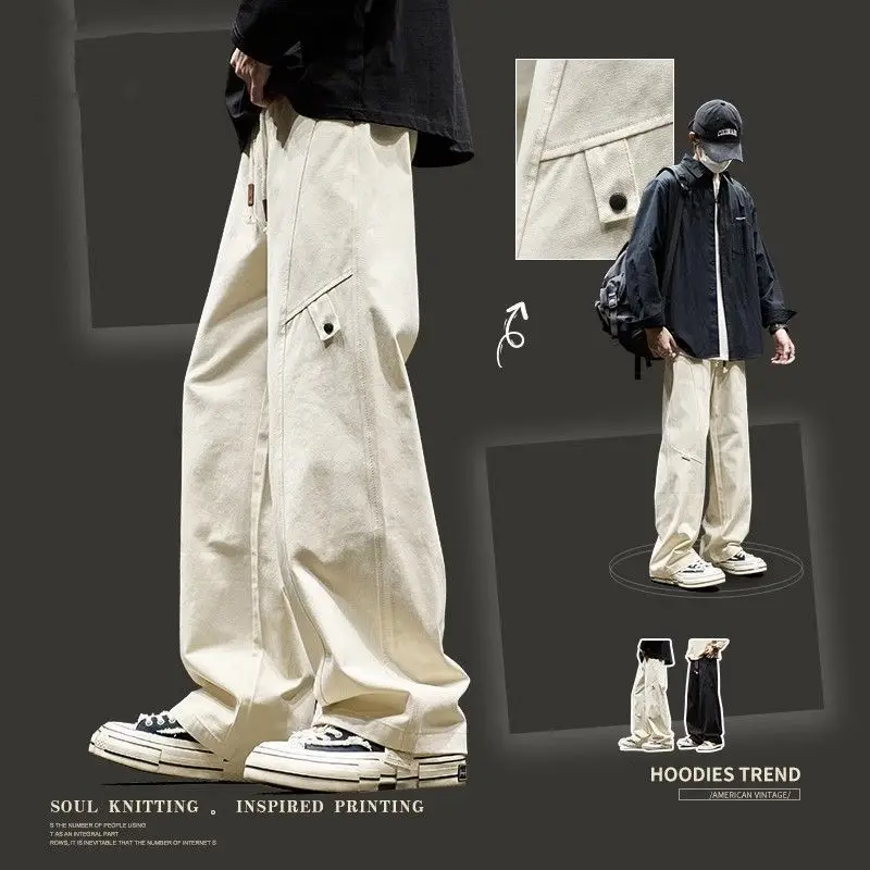 

Autumn and Winter Y2K Workwear Men's Relaxed Straight Casual Pants Cargo Pants Men Sweat Pants Thick Casual Pants