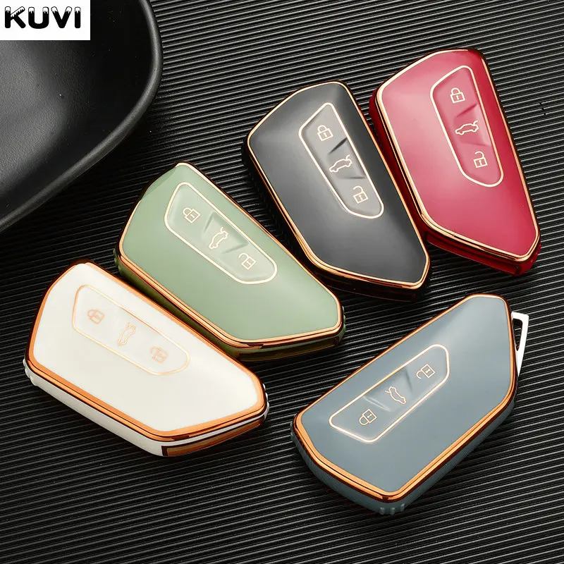 Fashion TPU Car Key Case For VW Volkseagen Golf 8 MK8 ID.3 ID.4 Cupra Skoda Octavia A8 SEAT Leon MK4 2020 2021 Formentor Tarraco