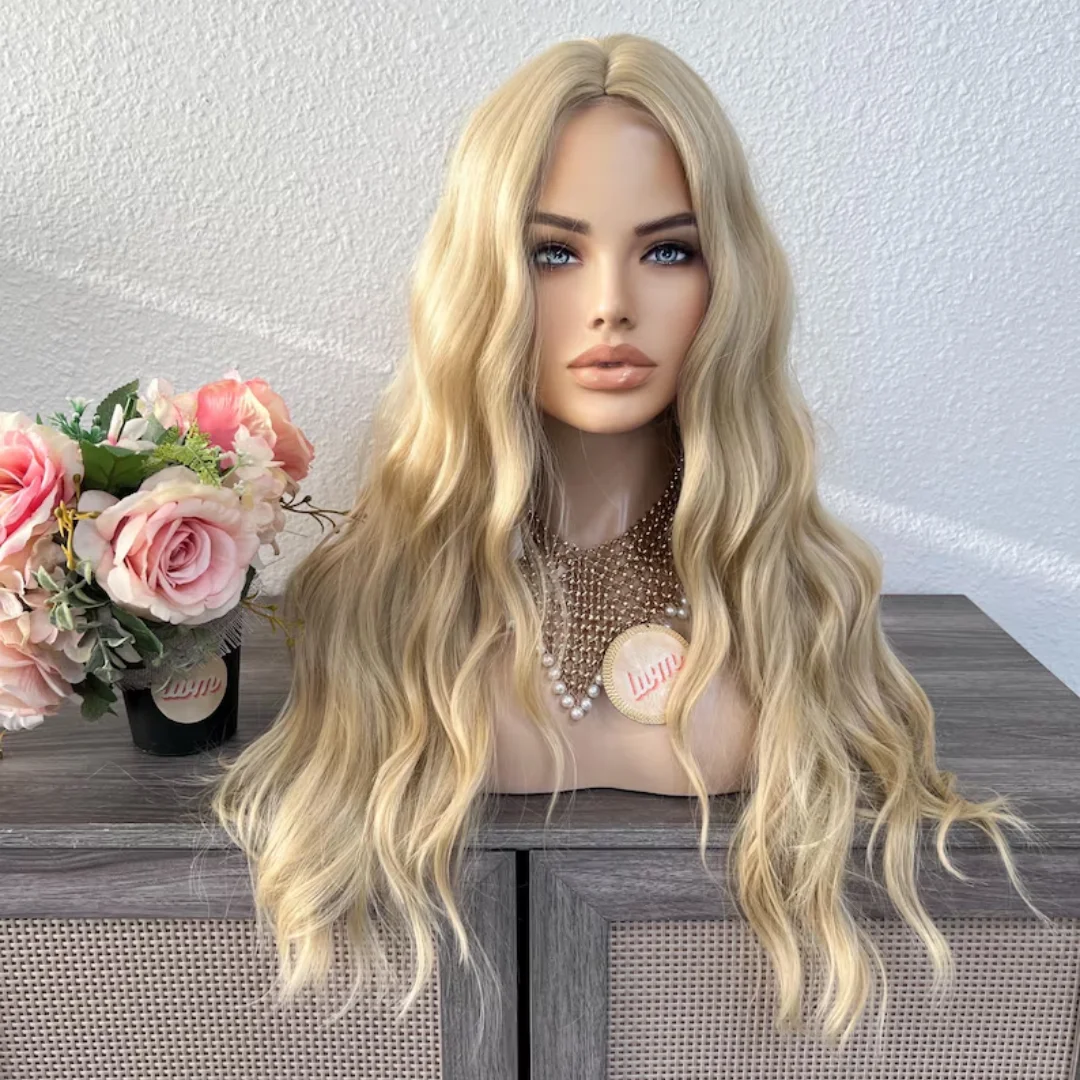 

High Quality 180% Density Water Wavy Synthetic Lace Front Wigs For Women Cosplay Use Heat Resistant Transparent Lace