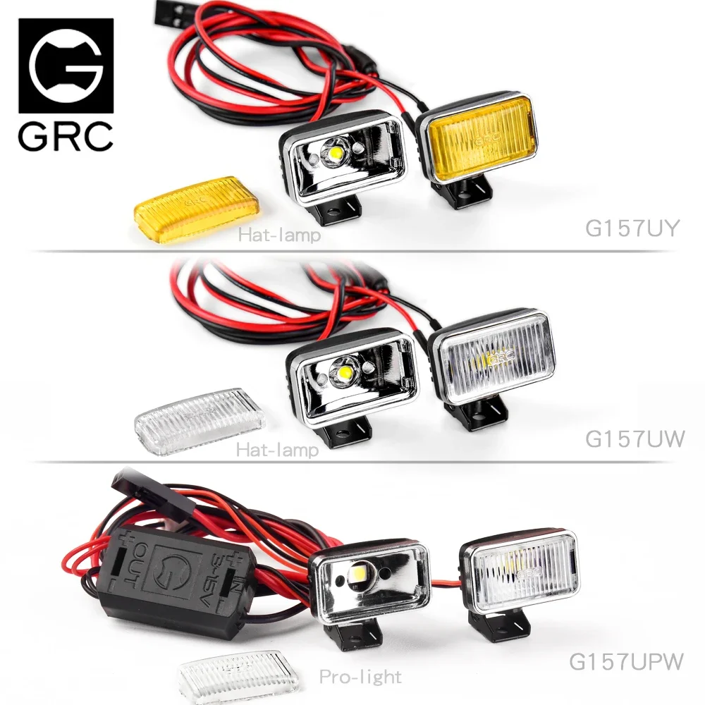 GRC 20mm Rectangle Spotlights Square Led Lights Searchlight for 1/10 RC Car TRX4 Defender Bronco SCX10 JK D90 D110 #G157UY/W